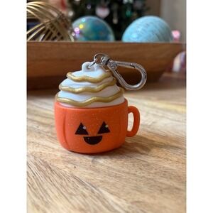 Bath and Body Works Pumpkin Spice Latte Cup Pocketbac Holder Keychain Glitter
